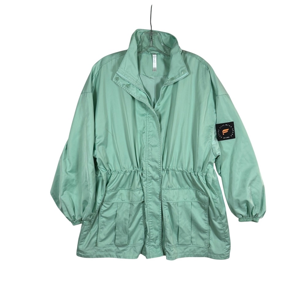 FABLETICS Utility Parka, Hooded Windbreaker, Misty Bay, Size Large